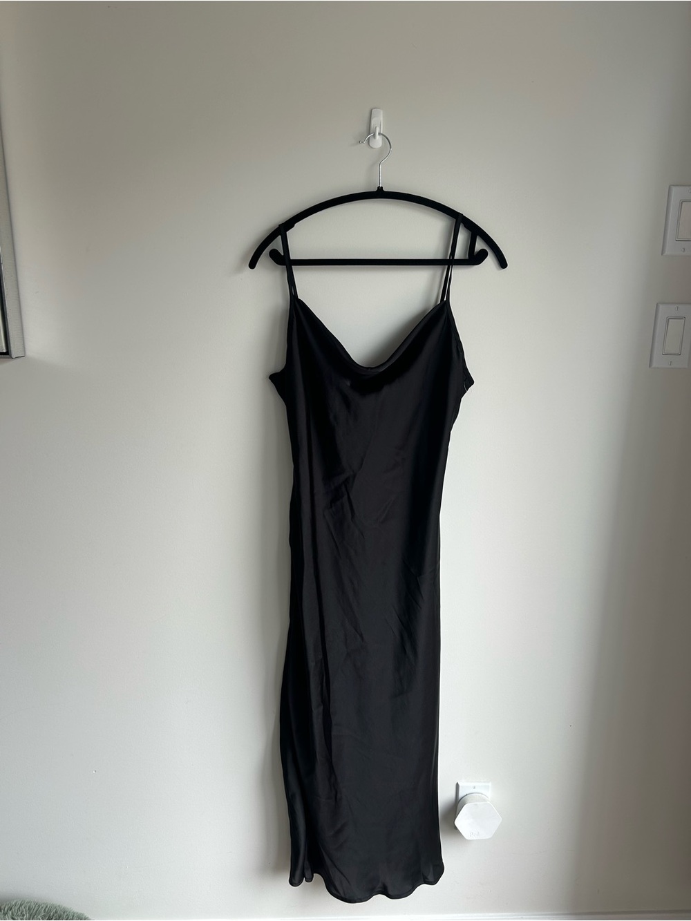 Elegant Black Cowl Neck Maxi Slip Dress